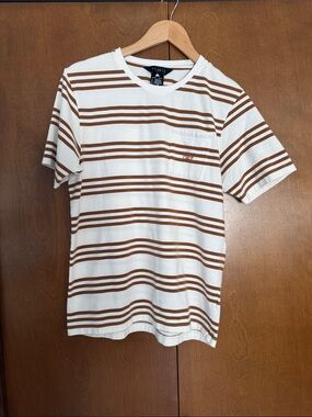 Poler White & Brown Striped Pocket Tee